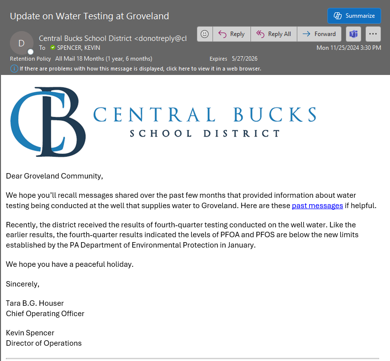 Groveland November Email